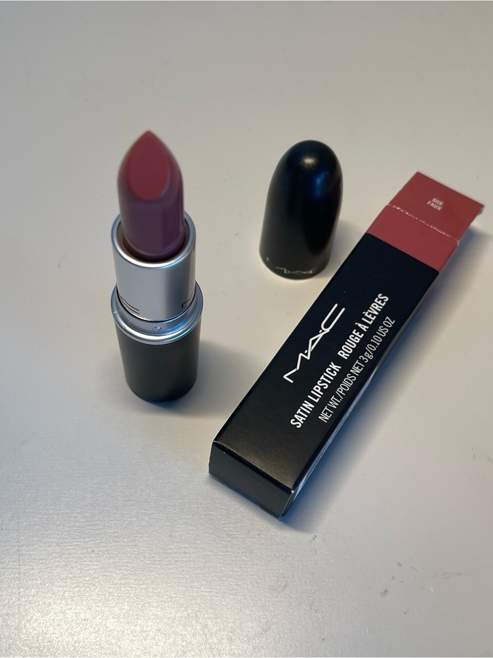 NEW RARE MAC Satin Lipstick Shade 808 FAUX Full Size 3g HTF DISCONTINUED